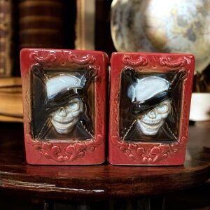 Halloween Pirate Skull Design Red Ceramic Trinket Containers